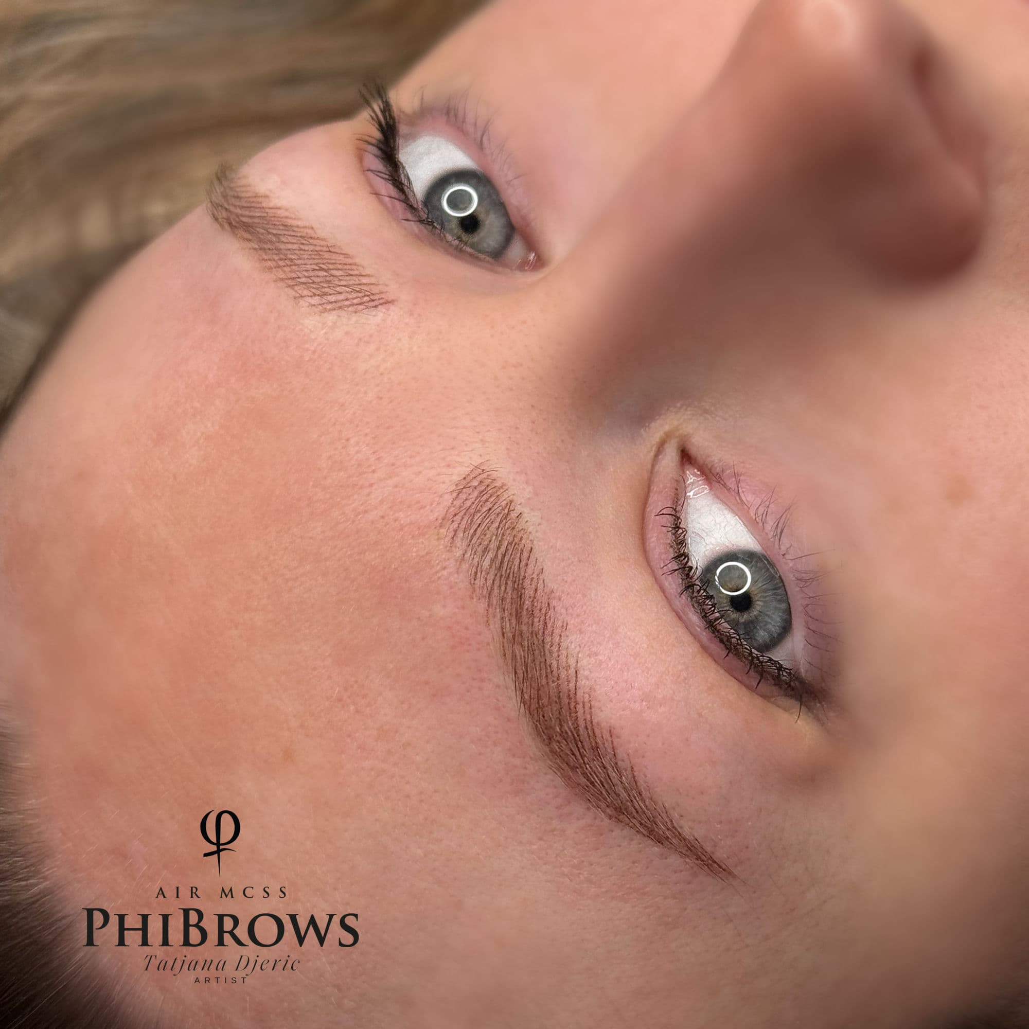 Nano hairstrokes close-up result — AirBrows technique, Oslo